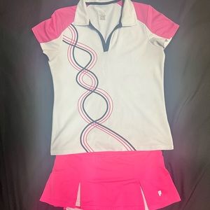 Tennis outfit!So comfortable and cute!In great condition!Medium top,Large bottom
